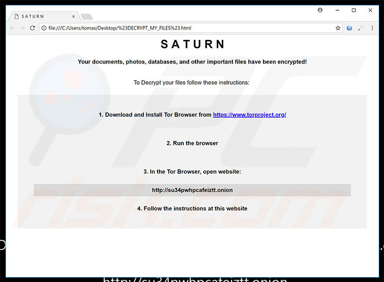 Ficheiro de html de Saturn