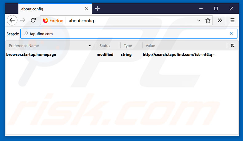 Removendo a página inicial search.tapufind.com e motor de pesquisa padrão do Mozilla Firefox