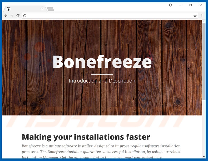 Website usado para promover o sequestrador de navegador Bonefreeze
