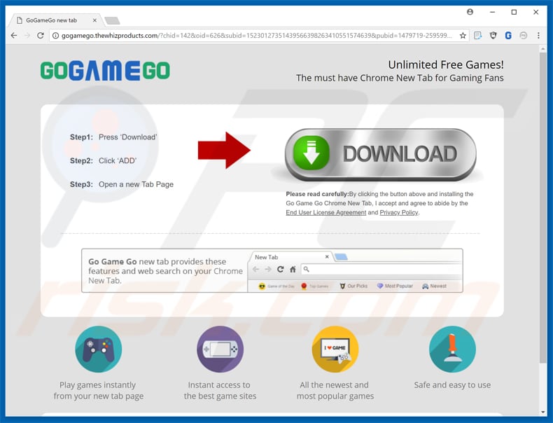 barra de ferramentas de gogamego que promove o exemplo do anúncio pop-up 3
