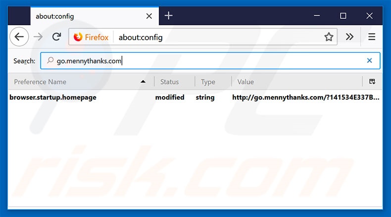 Removendo a página inicial go.mennythanks.com e motor de pesquisa do Mozilla Firefox