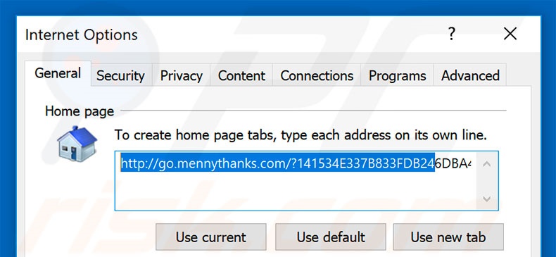 Removendo a página inicial go.mennythanks.com do Internet Explorer