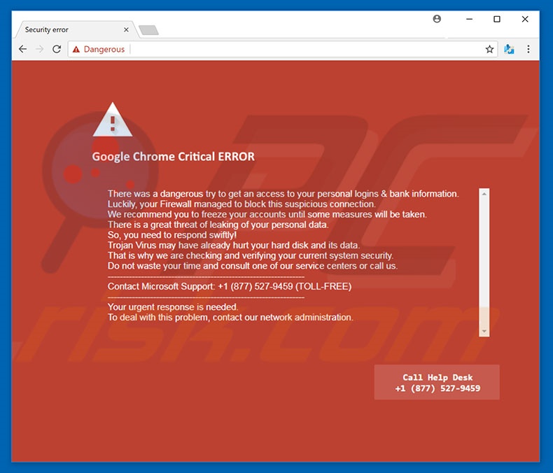 Fraude Google Chrome Critical ERROR