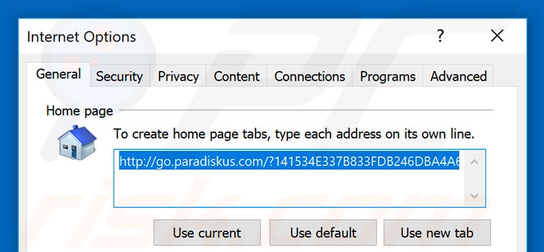 Removendo go.paradiskus.com da página inicial do Internet Explorer