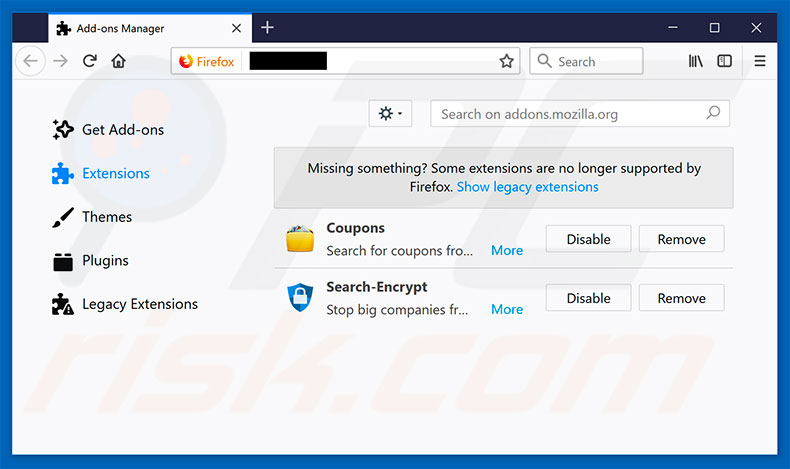 Removendo as extensões relacionadas a search.mediatabtv.online do Mozilla Firefox