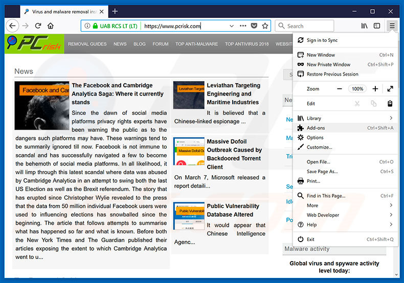 Remoção dos anúncios Pokki do Mozilla Firefox passo 1
