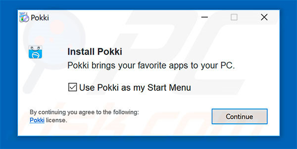 Pokki configuração da instalação do adware