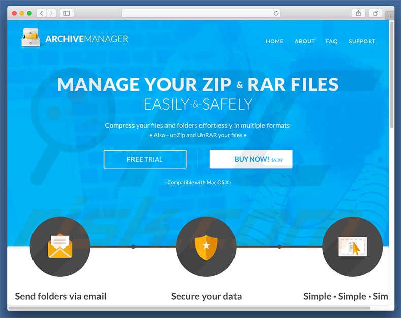Site que promove o sequestrador de navegador Zip File