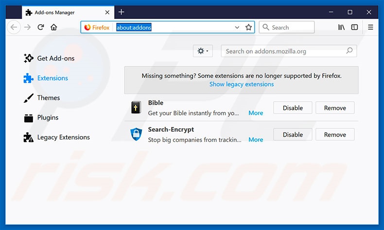 Removendo as extensões relacionadas a hp.mysearch.com do Mozilla Firefox