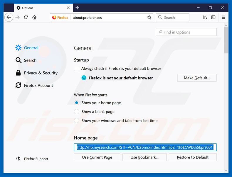Removendo hp.mysearch.com da página inicial do Mozilla Firefox