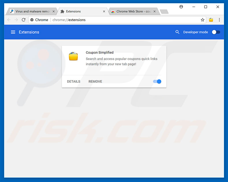 Removendo as extensões não autorizadas do Google Chrome passo 2