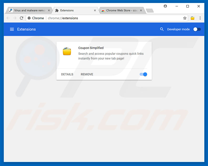 Removendo as extensões fraudulentas do Google Chrome passo 2