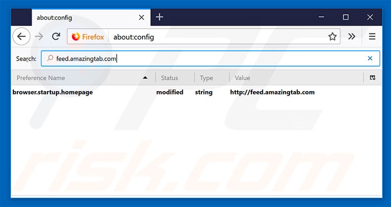 Removendo a página inicial feed.amazingtab.com e motor de pesquisa padrão do Mozilla Firefox