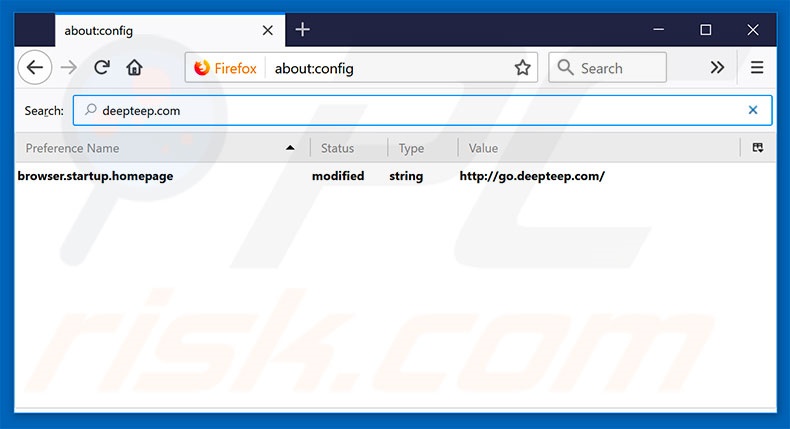 Removendo a página inicial go.deepteep.com e motor de pesquisa padrão do Mozilla Firefox