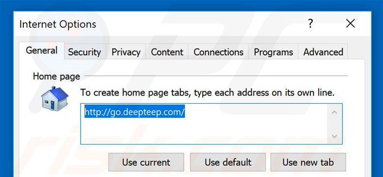 Removendo a página inicial go.deepteep.com do Internet Explorer