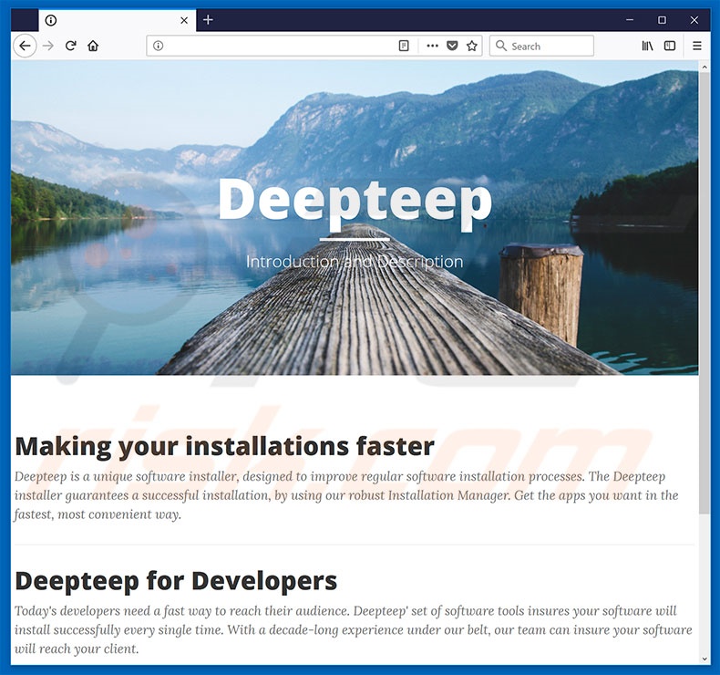 Website usado para promover o sequestrador de navegador Deepteep