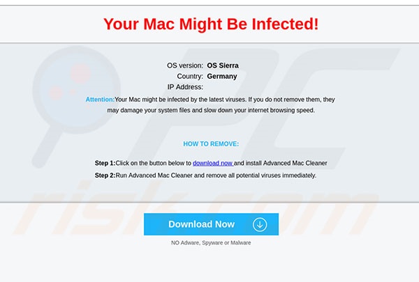 Site fraudulento usado para promover Mac Ads Cleaner