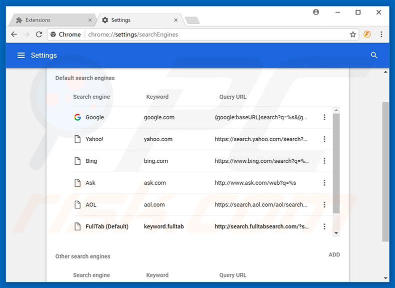 Removendo my-search.com de motor de pesquisa padrão do Google Chrome