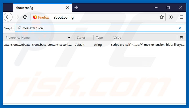 Removendo my-search.com da página inicial e motor de pesquisa padrão do Mozilla Firefox.
