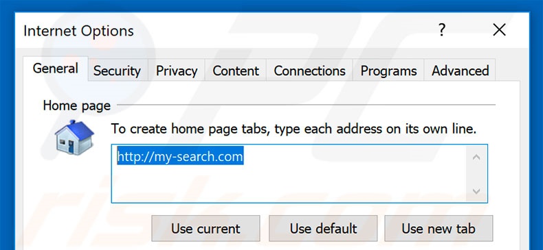Removendo my-search.com da página inicial do Internet Explorer