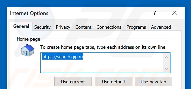 Removendo a página inicial qip.ru do Internet Explorer