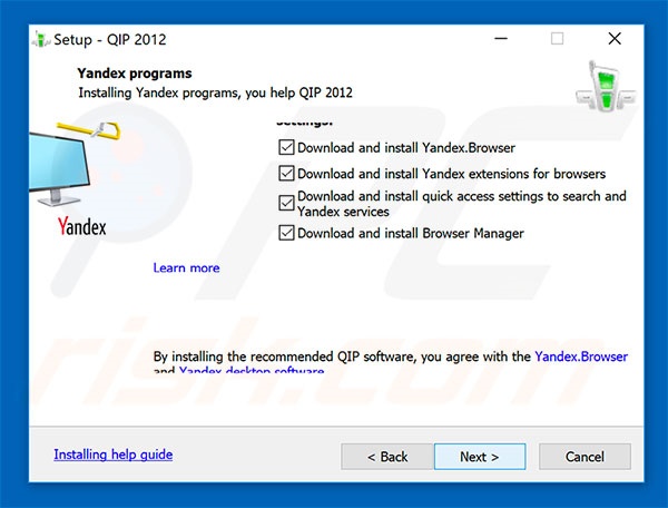 Configuração da instalação do sequestrador de navegador oficial QIP Surf