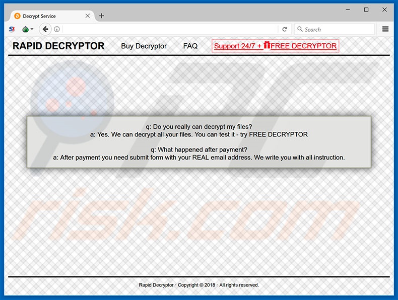 Website RAPID RANSOMWARE V3 (exemplo 2)