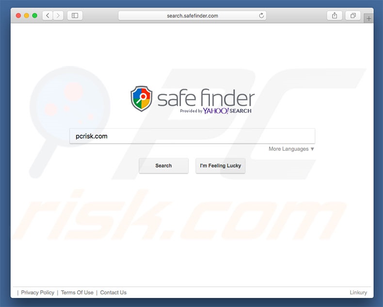 sequestrador de navegador Safe Finder num computador Mac