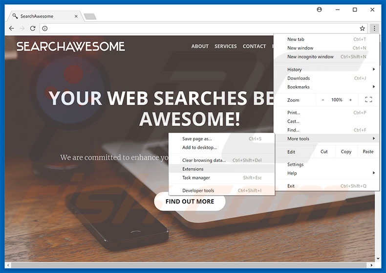 Removendo os anúncios SearchAwesome do Google Chrome passo 1