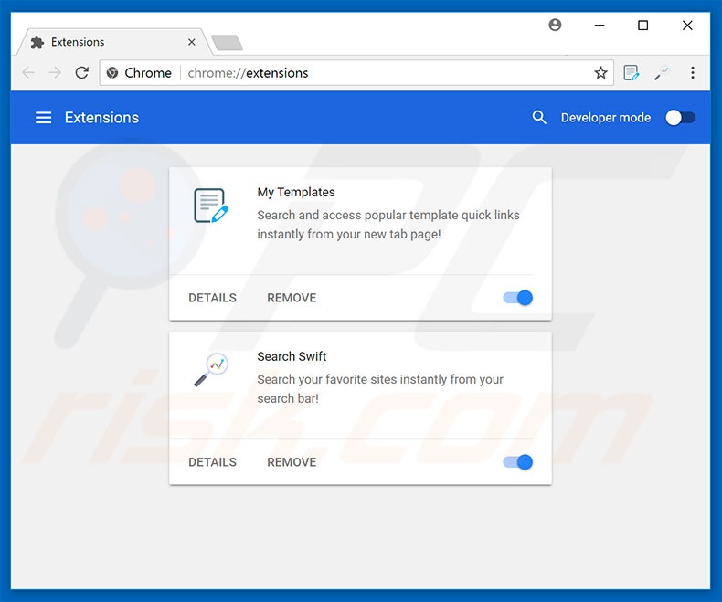 Removendo as extensões relacionadas a search.searchswift.co do Google Chrome