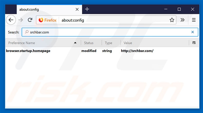 Removendo srchbar.com da página inicial e motor de pesquisa padrão do Mozilla Firefox