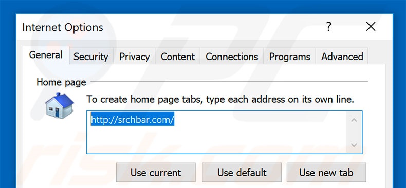 Removendo srchbar.com da página inicial do Internet Explorer