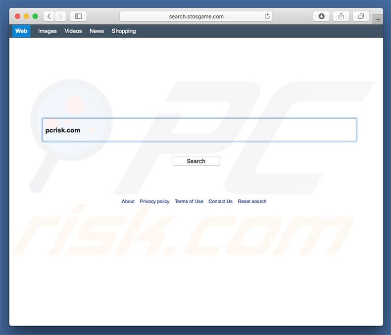 sequestrador de navegador search.stosgame.com num computador Mac