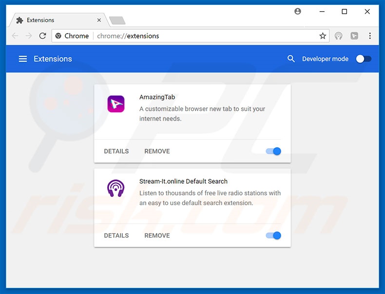 Removendo as extensões relacionadas a feed.streamit-online.com do Google Chrome