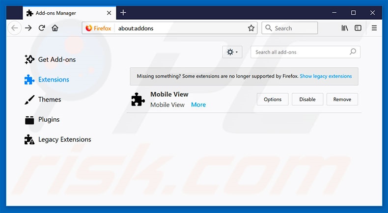 Removendo os anúncios FastDataX do Mozilla Firefox passo 2