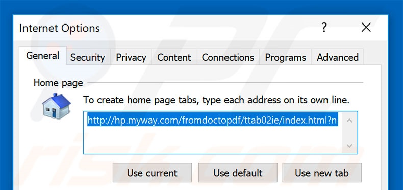 Removendo a página inicial hp.myway.com do Internet Explorer