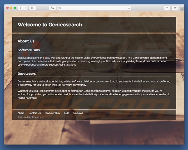 Site duvidoso usado para promover o search.genieosearch.com