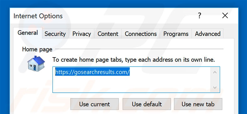 Removendo o gosearchresults.com da página inicial do Internet Explorer
