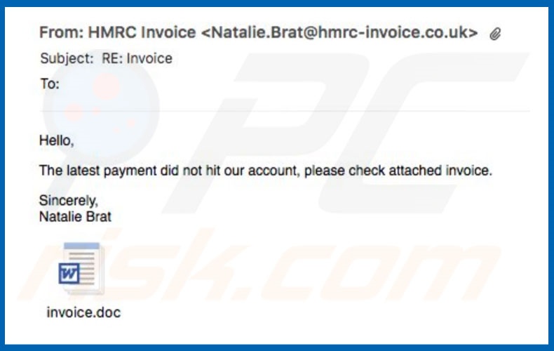 vírus Invoice Email