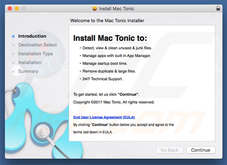 Instalador fraudulento usado para promover Mac Tonic