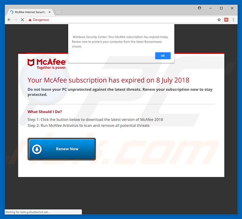 fraude Your McAfee Subscription Has Expired