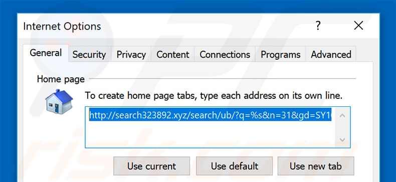 Removendo search323892.xyz da página inicial do Internet Explorer