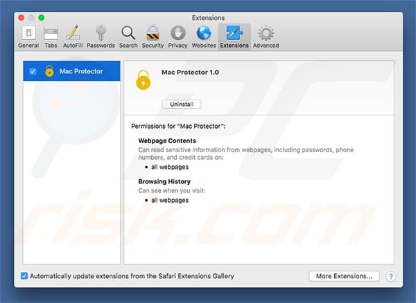 Mac Protector no navegador