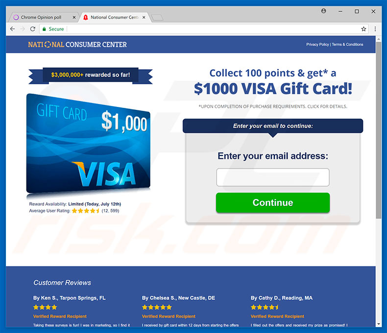 Fraude $1000 VISA Gift Card