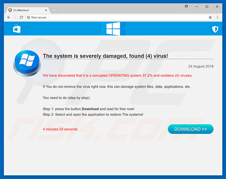 website da fraude Found 4 Virus
