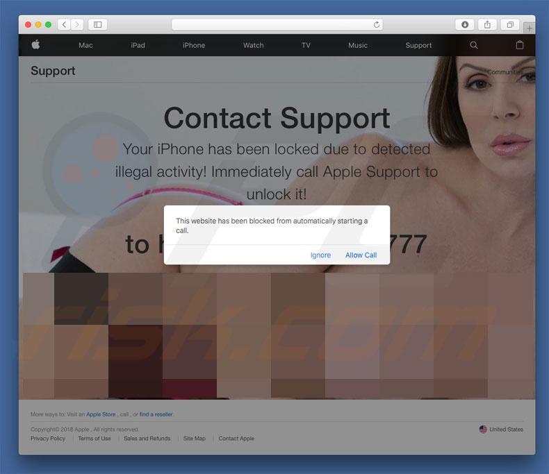 Segundo pop-up da fraude iPhone Has Been Locked
