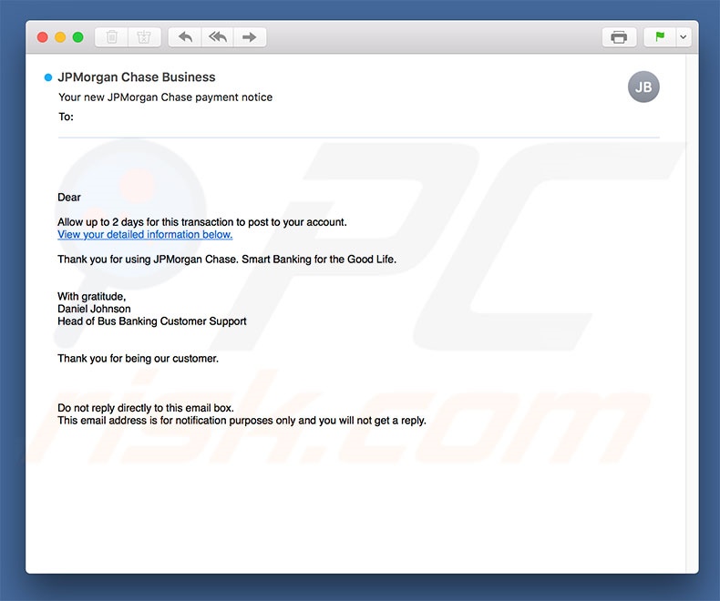 Malware JPMorgan Chase Email Virus