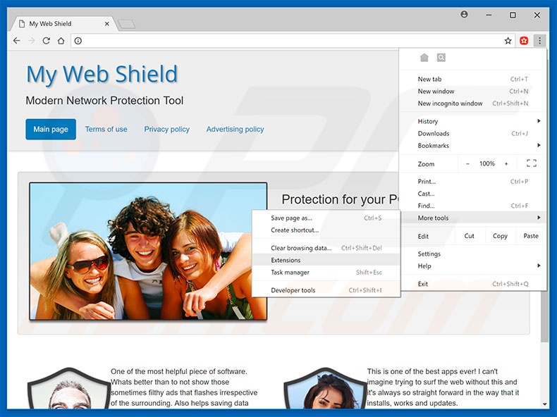 Remover os anúncios My Web Shield do Google Chrome passo 1