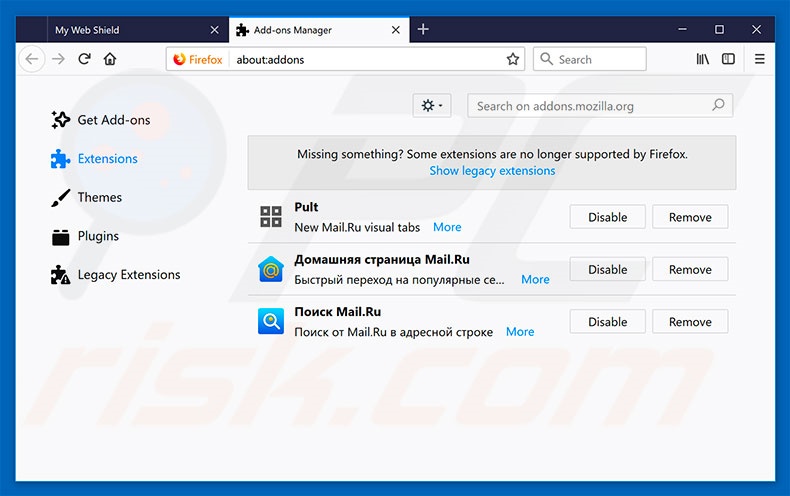 Remover os anúncios My Web Shield do Mozilla Firefox passo 2