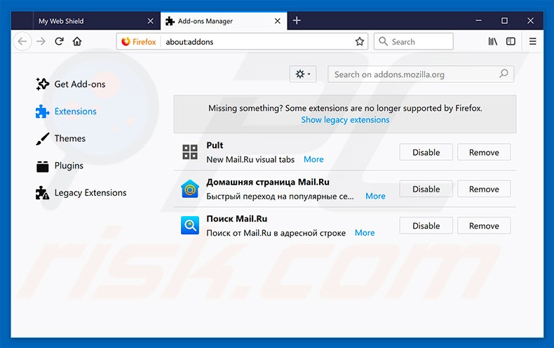 Remover os anúncios My Web Shield do Mozilla Firefox passo 2